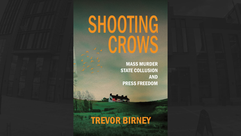 book cover with Shooting Crows title and lone countryside house